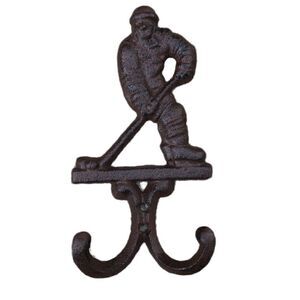 Ice hockey brown hook for keys for coats iron cast reliable sturdy(2/pack)